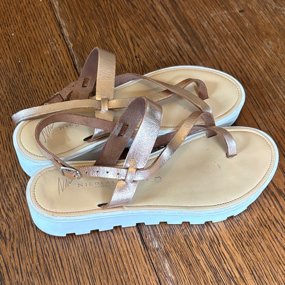 Nicholas Lainas Platform Greek Leather Sandal size 38